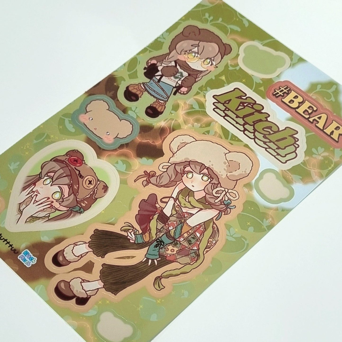 [KM05] Kitch Much 'Hip Hip!' Sticker Sheet (options) - K:DULT FACTORY_KM05S2 - Bear_korean_sticker_stationery