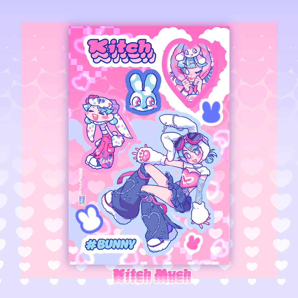 [KM05] Kitch Much 'Hip Hip!' Sticker Sheet (options) - K:DULT FACTORY_KM05S1 - Bunny_korean_sticker_stationery