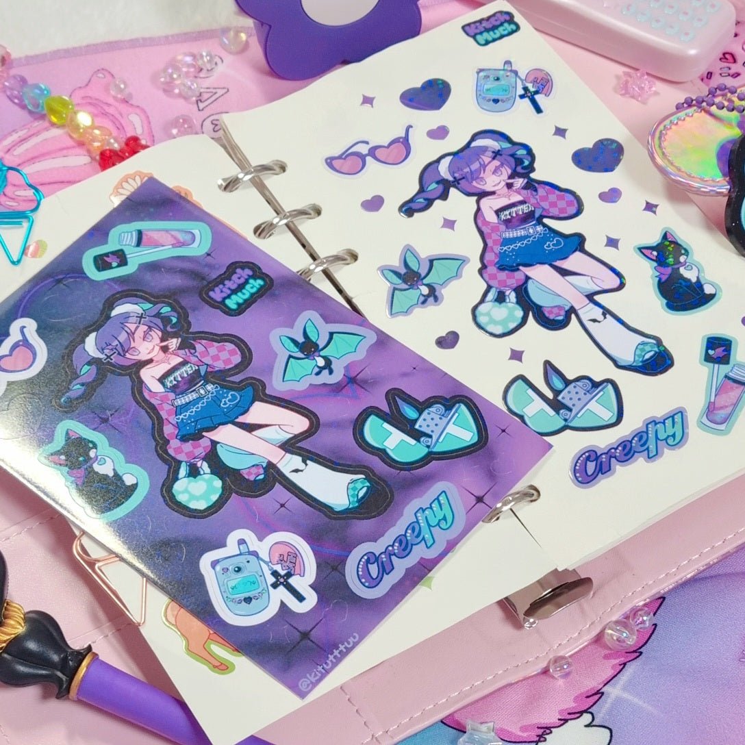 [KM07] Kitch Much Girls 'Winter' Sticker Sheet (options) - K:DULT FACTORY_KM07S3 - Betty_korean_sticker_stationery