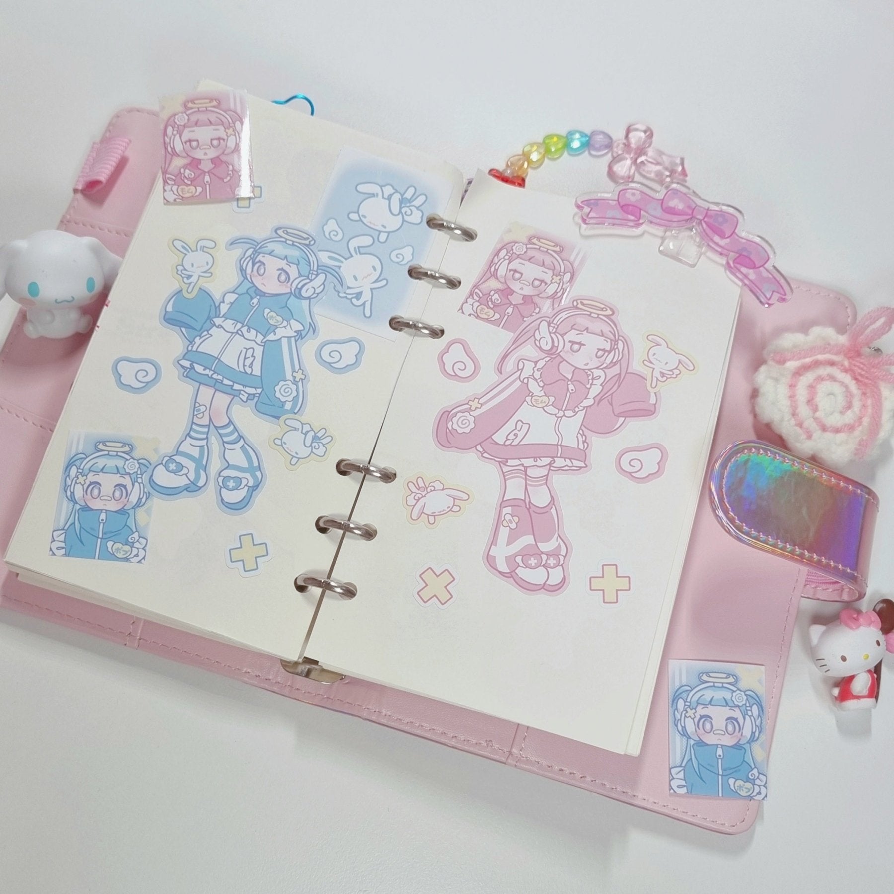 [KM12] Kitch Much 'Momoiro/Mizuiro Angel' Sticker Sheet (options) - K:DULT FACTORY_KM12S2 - Popu (Blue)_korean_sticker_stationery