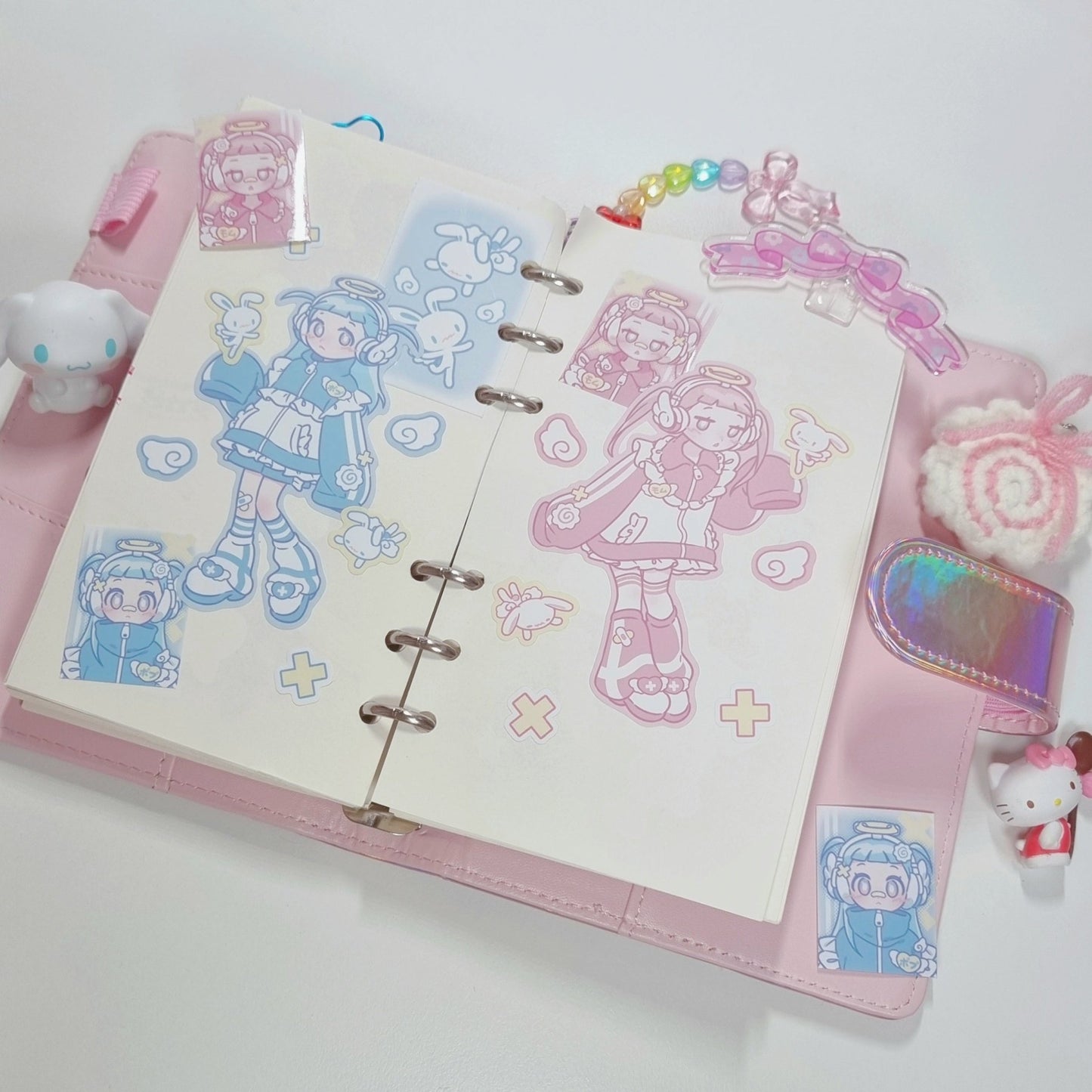 [KM12] Kitch Much 'Momoiro/Mizuiro Angel' Sticker Sheet (options) - K:DULT FACTORY_KM12S1 - Momu (Pink)_korean_sticker_stationery