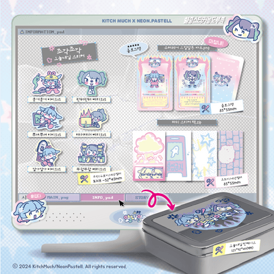 [KM19] Kitch Much x Neon.Pastell Collab 'Today or Tomorrow Girl' Sticker Tin Set - K:DULT FACTORY__korean_sticker_stationery