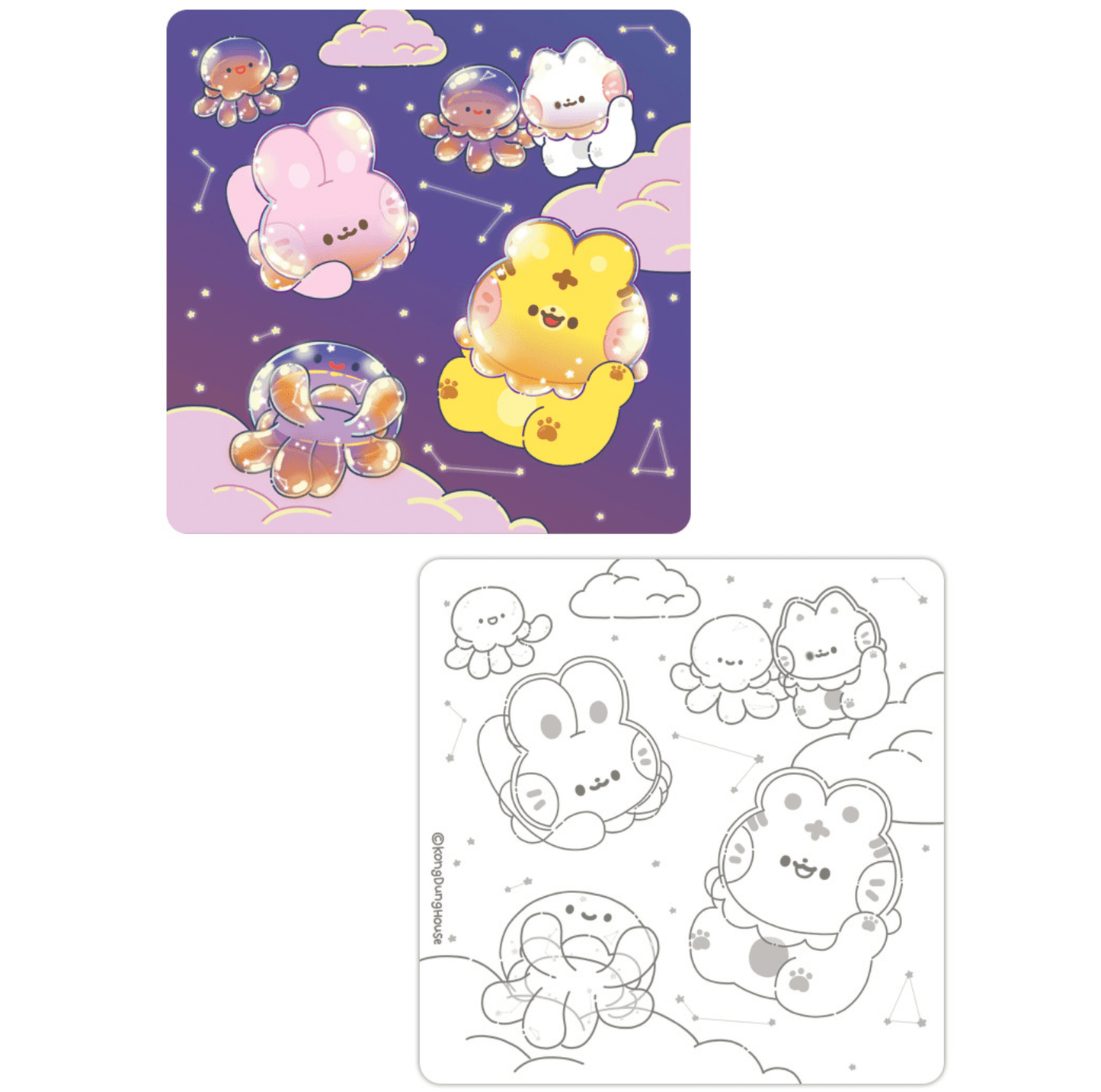 [Kong Dung House] Galaxy Jellyfish Postcard - Kong Dung House__korean_sticker_stationery