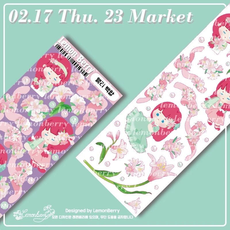 [LB09] Lemonberry Lily Sticker Sheet - Lemonberry__korean_sticker_stationery
