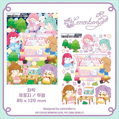 [LB13] Lemonberry Car Camping Night Sticker Sheet - Lemonberry__korean_sticker_stationery