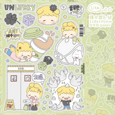 [LT121] Lita Planet 'Unlucky Day' Sticker Sheet - Lita Planet__korean_sticker_stationery