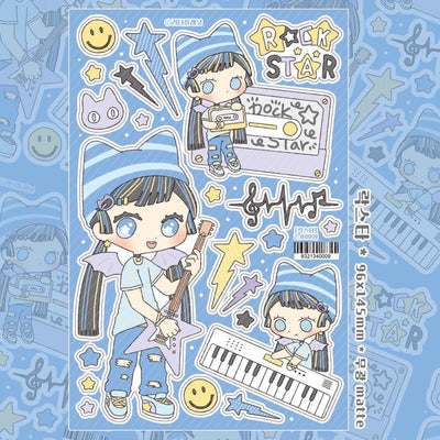 [LT127] Lita Planet 'Rock Star' Sticker Sheet - Lita Planet__korean_sticker_stationery
