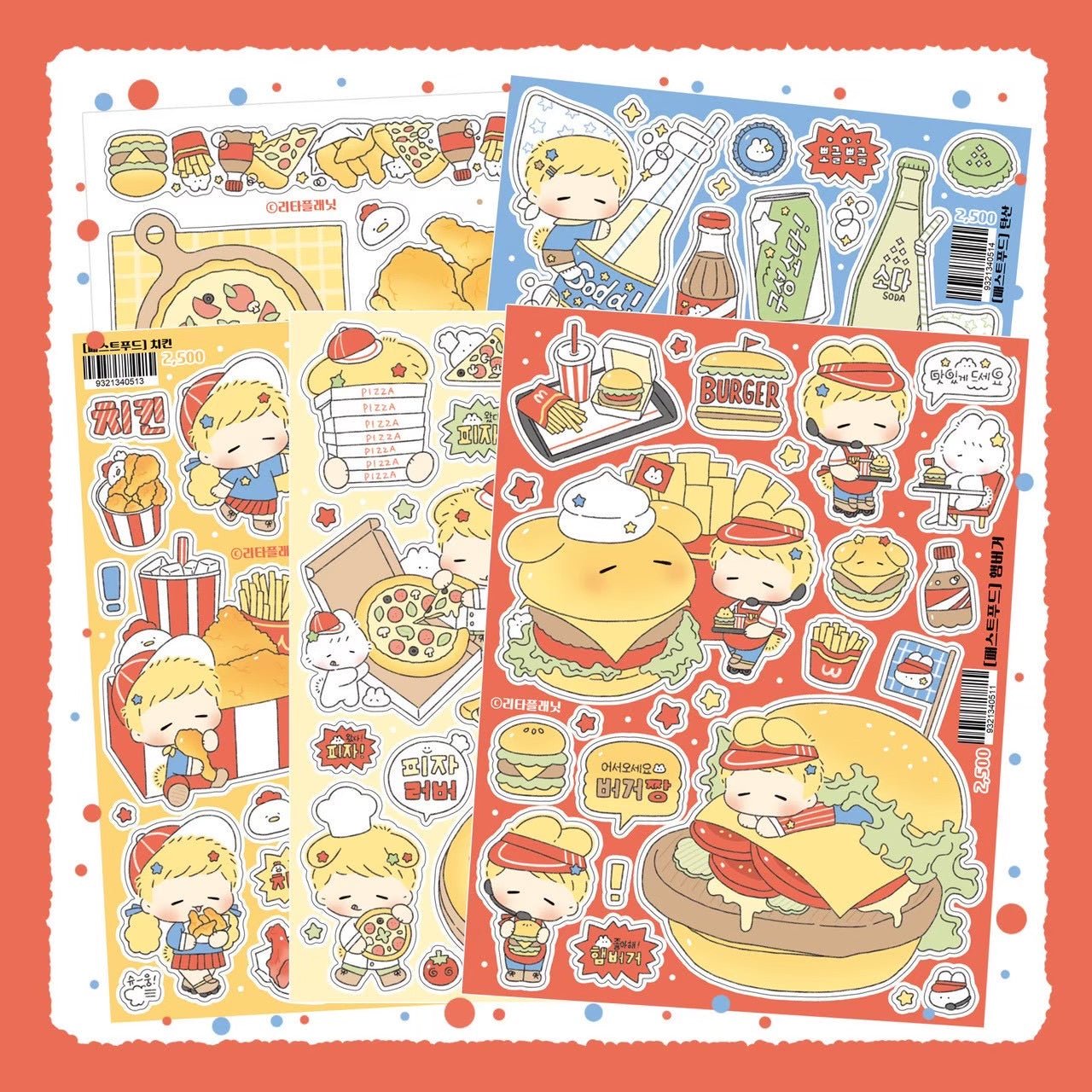 [LT141] NEW Lita Planet 'Fast Food' Sticker Pack (Pack/Singles) - Lita Planet_LT141 - Pack_korean_sticker_stationery