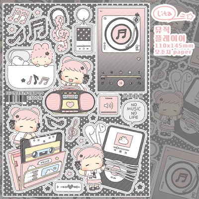 [LT143] NEW Lita Planet 'Digital Addiction' Sticker Pack (Pack/Singles) - Lita Planet_LT143S1 - Music Player_korean_sticker_stationery