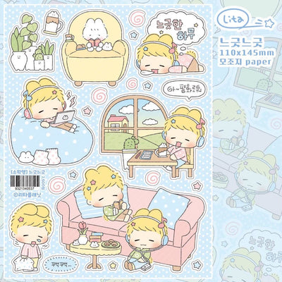 [LT145] NEW Lita Planet 'Slow Slow' Sticker Sheet - Lita Planet__korean_sticker_stationery