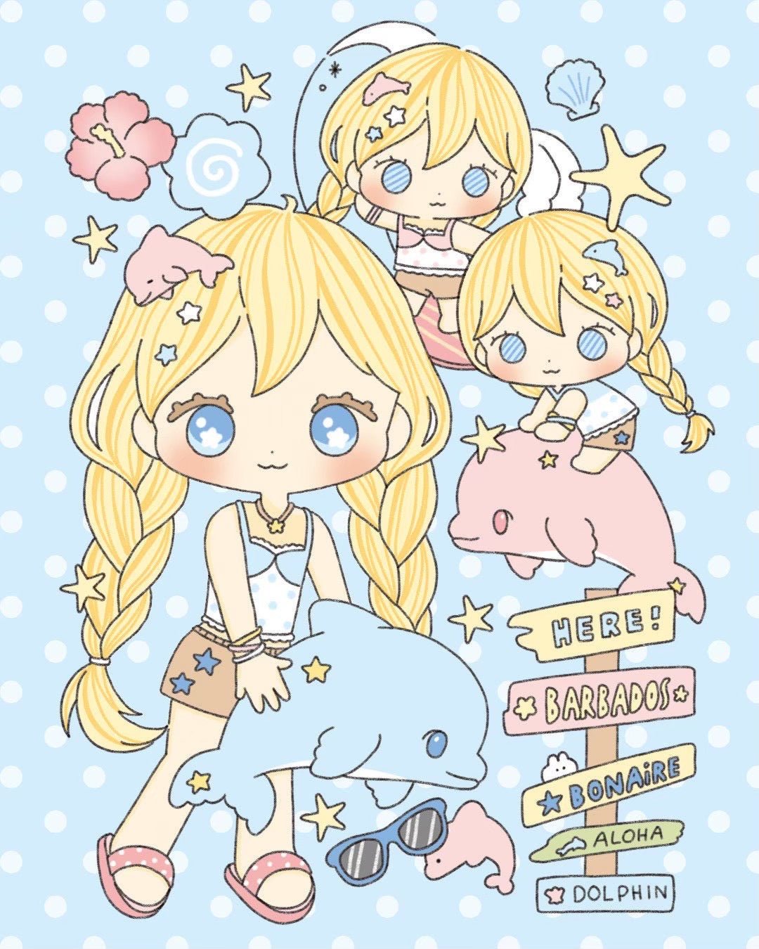 [LT161] NEW Lita Planet Girl Sticker Sheet (options) -Lita Planet_LT161S1 - Dolphin Girl_korean_sticker_stationery