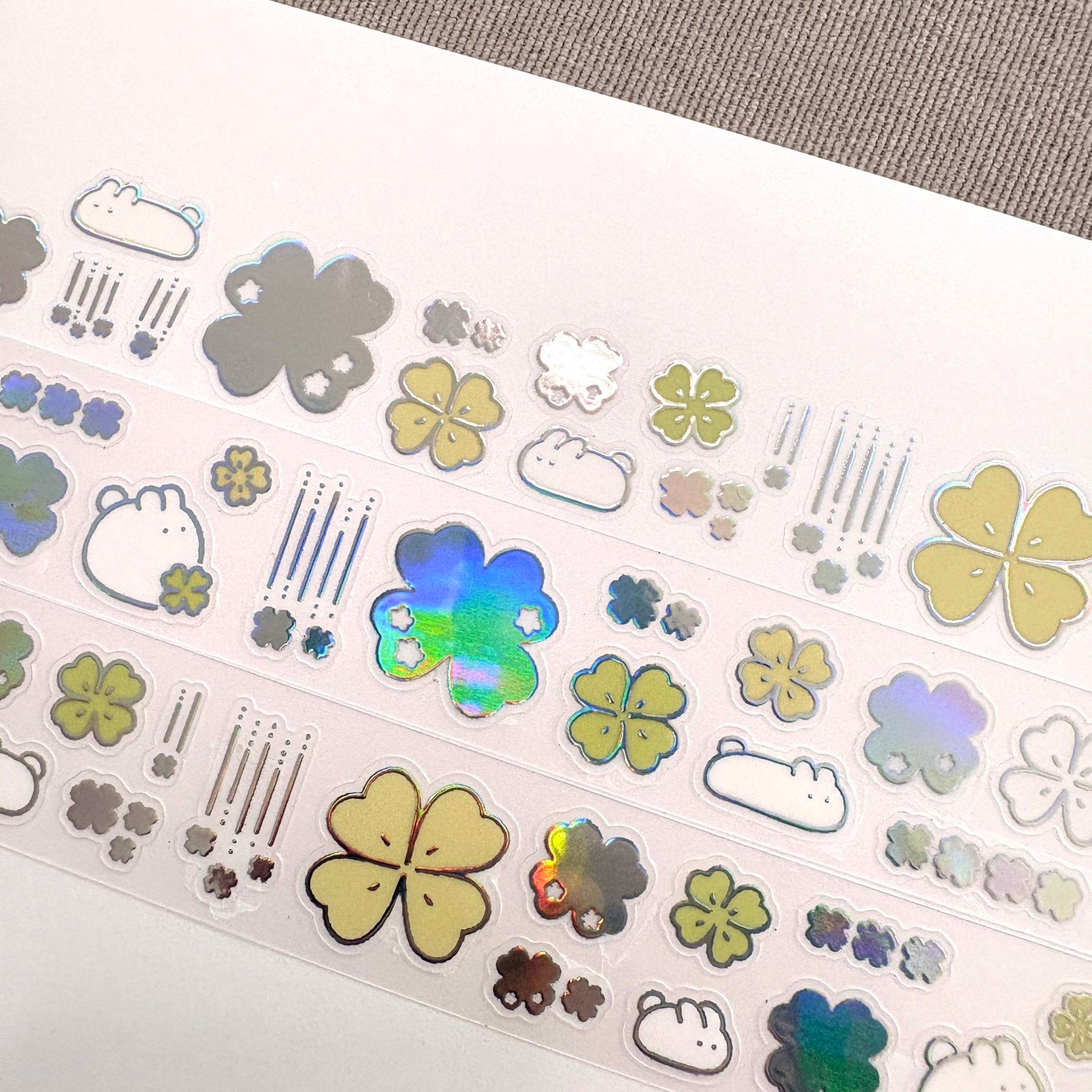[LT167] NEW Lita Planet 'Clover and Bunny' Kisscut Masking Tape 2.5cm x 5m -Lita Planet__korean_sticker_stationery