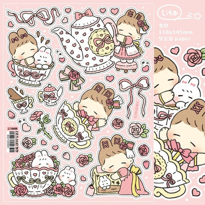 [LT27] Lita Planet Rose Girl Sticker Pack - Lita Planet_LT27S1 - Tea Pot_korean_sticker_stationery