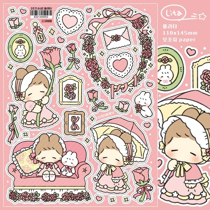 [LT27] Lita Planet Rose Girl Sticker Pack - Lita Planet_LT27S3 - Lolita_korean_sticker_stationery