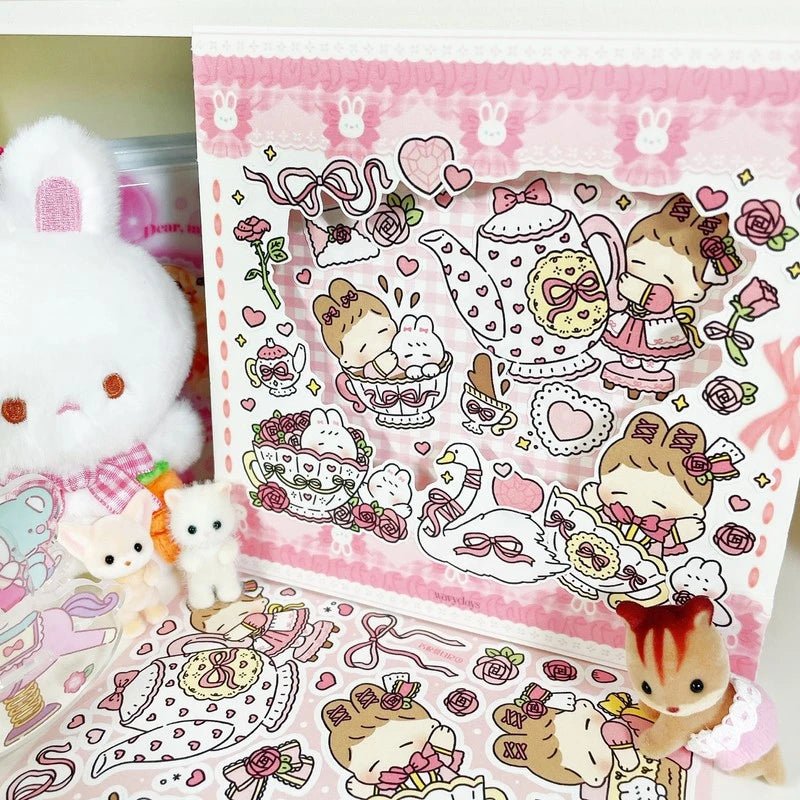 [LT27] Lita Planet Rose Girl Sticker Pack - Lita Planet_LT27S4 - Tea Party_korean_sticker_stationery