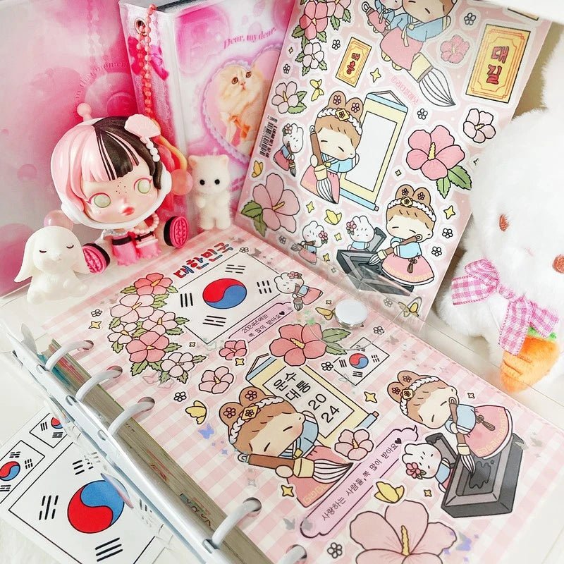 [LT30] Lita Planet New Year Flower Sticker Pack (Singles Only) - Lita Planet_LT30S2 - Happy New Year (Blue)_korean_sticker_stationery
