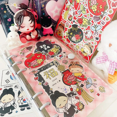 [LT30] Lita Planet New Year Flower Sticker Pack (Singles Only) - Lita Planet_LT30S1 - Lucky Bag (Red)_korean_sticker_stationery