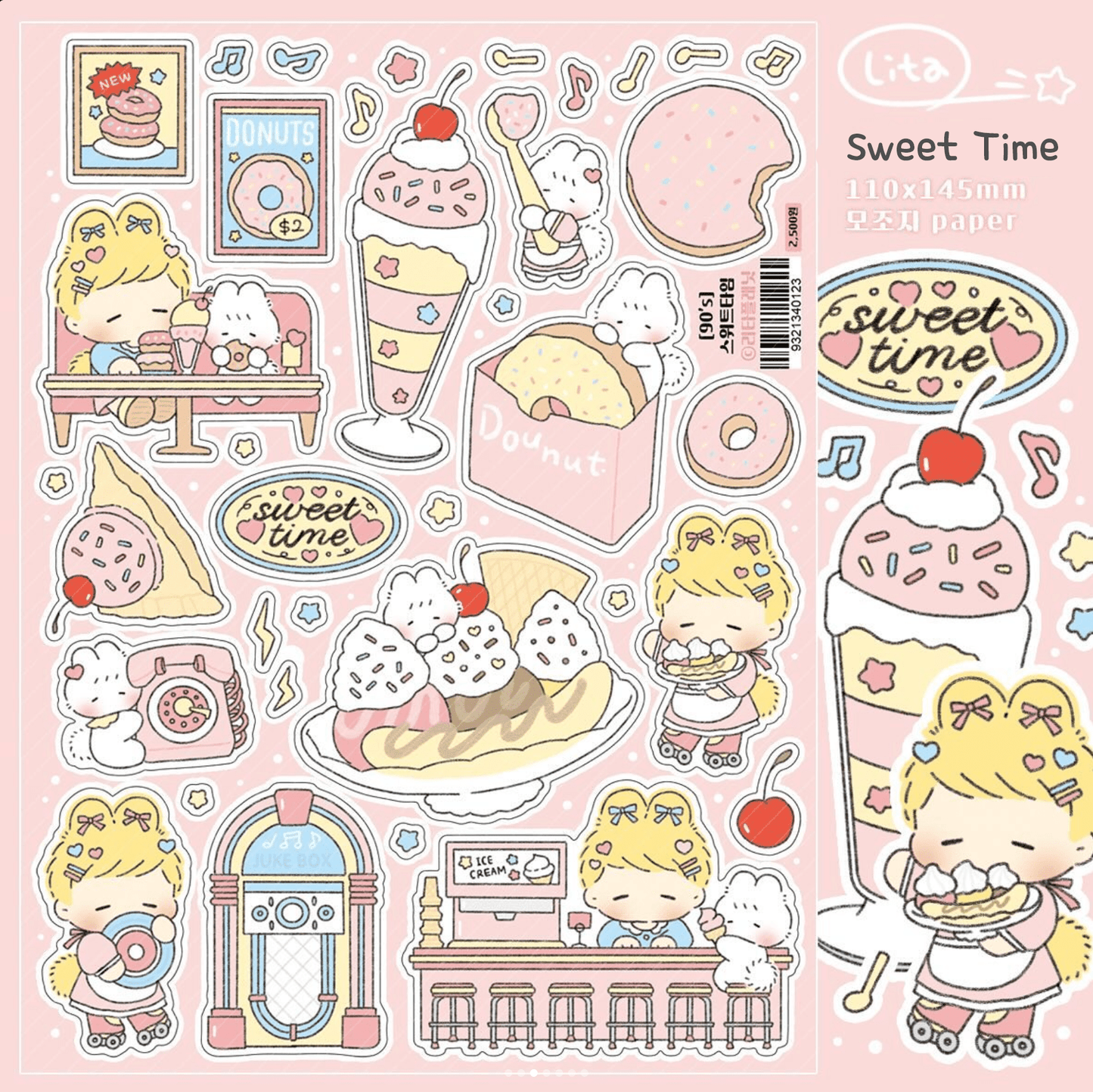 [LT58] Lita Planet 90's Sticker Pack (Packs/Singles) - Lita Planet_LT58S2 - Sweet Time_korean_sticker_stationery