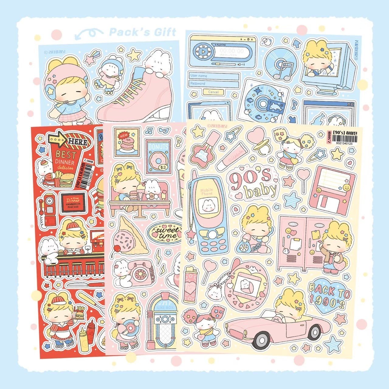 [LT58] Lita Planet 90's Sticker Pack (Packs/Singles) - Lita Planet_LT58 - Pack_korean_sticker_stationery
