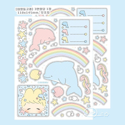 [LT60] Lita Planet Big Dolphin Sticker Sheet - Lita Planet__korean_sticker_stationery