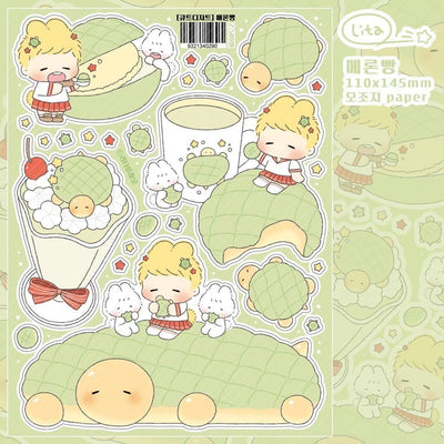 [LT91] Lita Planet Cute Dessert Sticker Pack (Single/Pack) - Lita Planet_LT91S1 - Turtle Melon Pan_korean_sticker_stationery