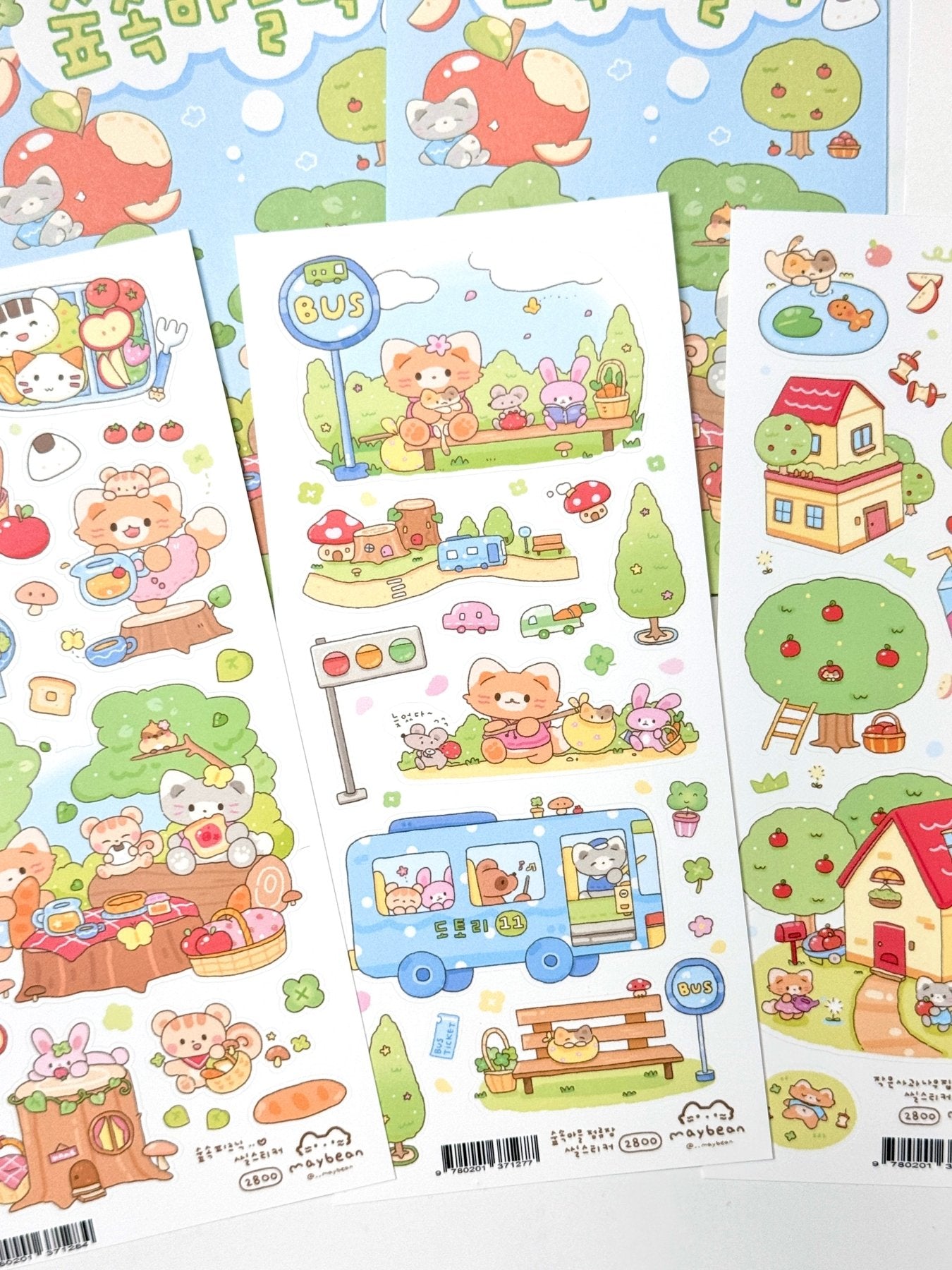 [MB03] Maybean 'Forest Village' Sticker Sheet Pack (Single/Pack) - Maybean_MB03 - Pack_korean_sticker_stationery