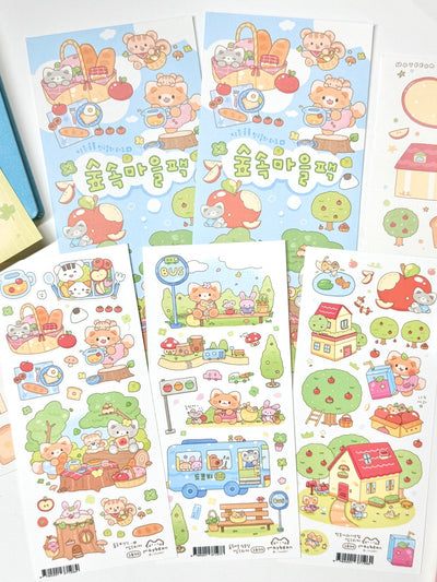 [MB03] Maybean 'Forest Village' Sticker Sheet Pack (Single/Pack) - Maybean_MB03 - Pack_korean_sticker_stationery