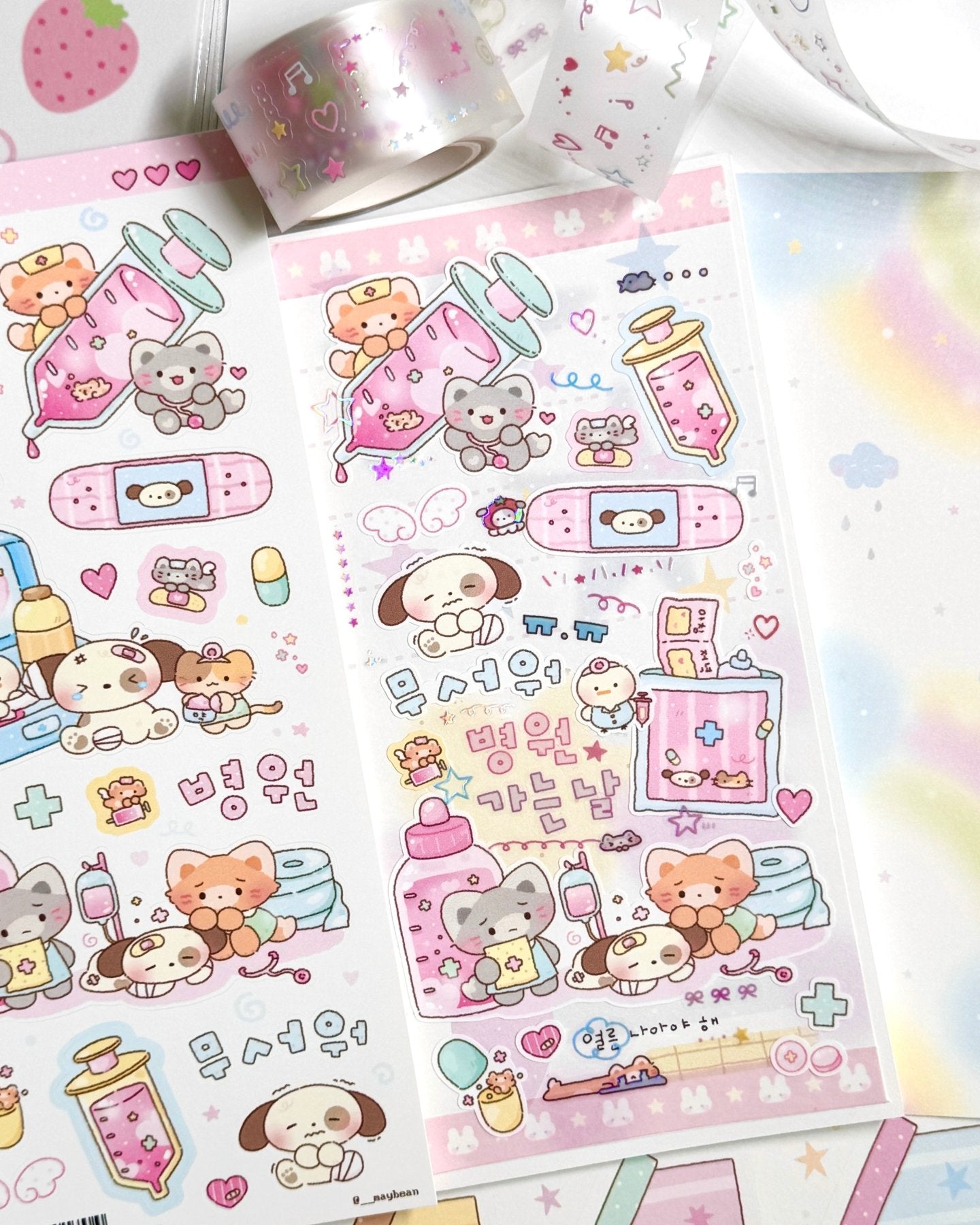 [MB04] Maybean 'You & I Story ' Sticker Sheet Pack (Single/Pack) - Maybean_MB04S3 - Hospital is Scary_korean_sticker_stationery