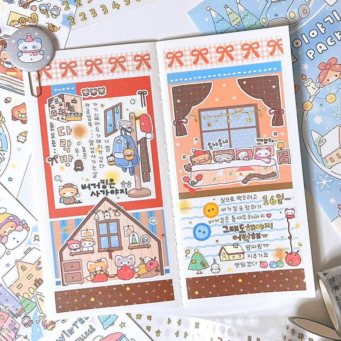 [MB20] Maybean 'Winter Story' Sticker Sheet Pack (Single/Pack) - Maybean_MB20S3 - Winter on the Desk_korean_sticker_stationery
