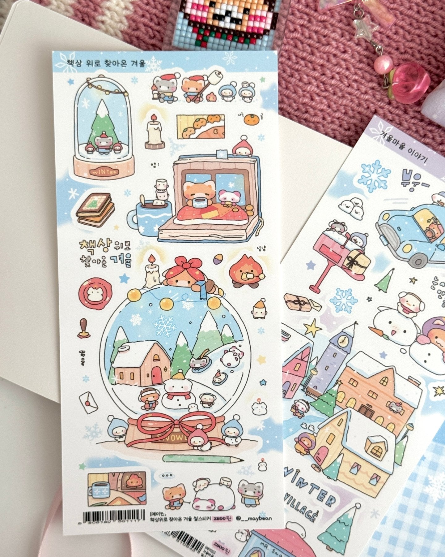 [MB20] Maybean 'Winter Story' Sticker Sheet Pack (Single/Pack) - Maybean_MB20S3 - Winter on the Desk_korean_sticker_stationery