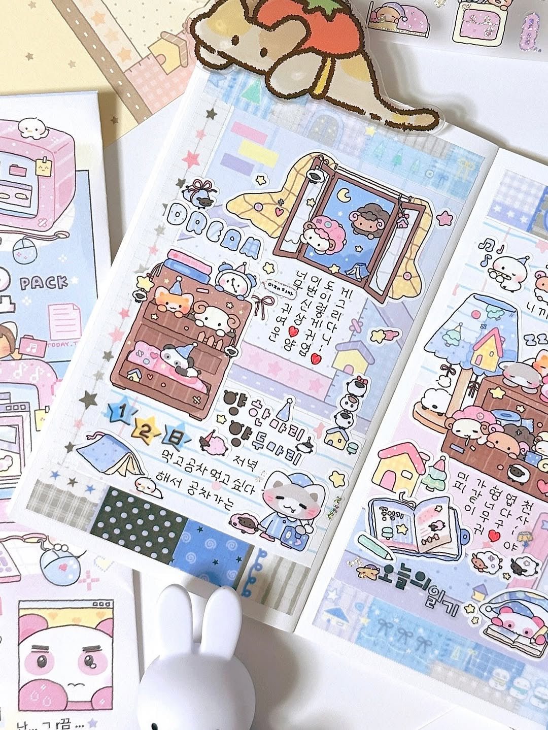 [MB24] NEW Maybean 'Making a Record of Today' Sticker Sheet Pack (Single/Pack) - Maybean_MB24S3 - Cozy Dream Diary (Blue)_korean_sticker_stationery