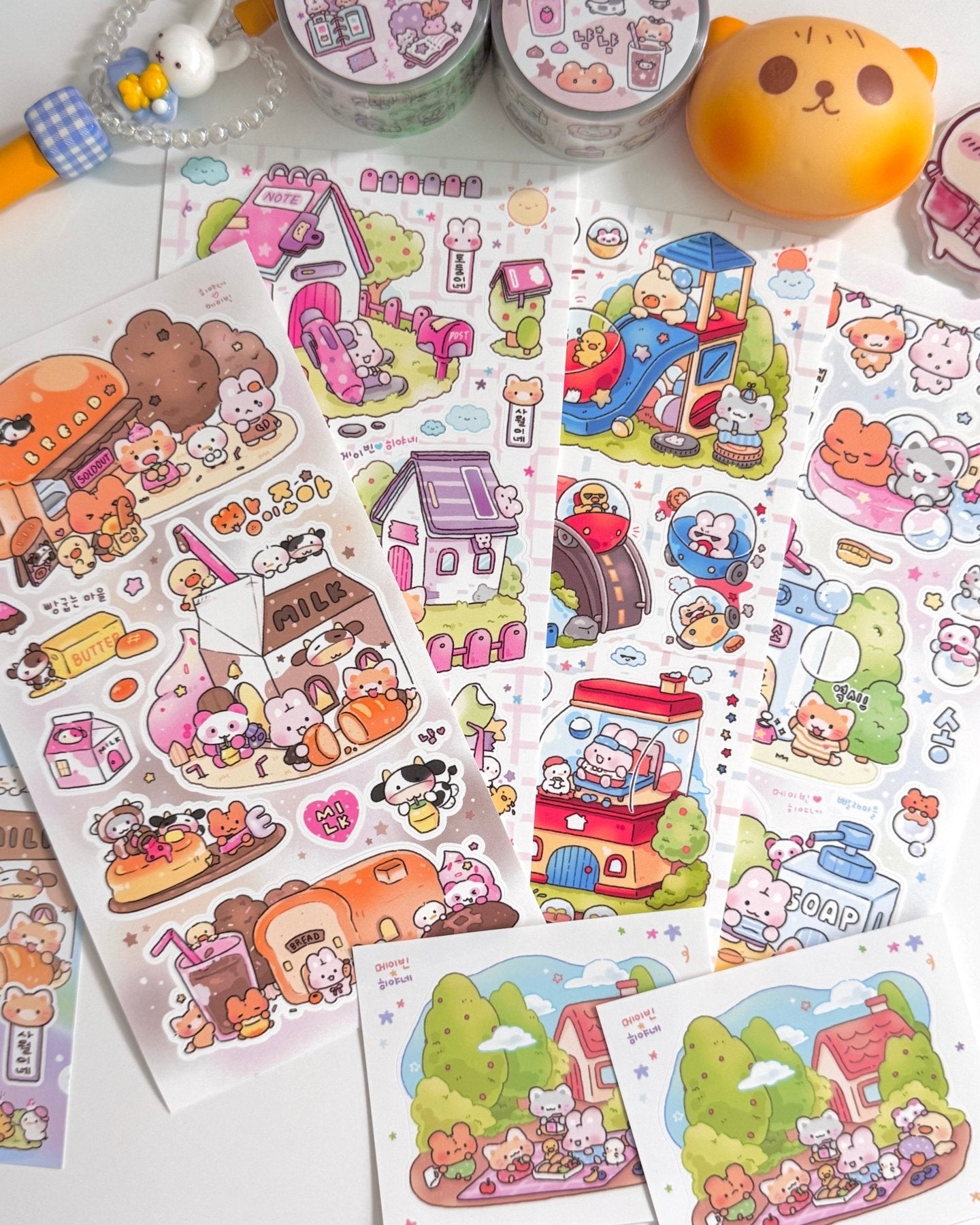 [MB30] NEW Maybean x Heeyane Collaboration Sticker Pack & Tape Set (options) - Maybean_MB30S1 - Sticker Pack_korean_sticker_stationery