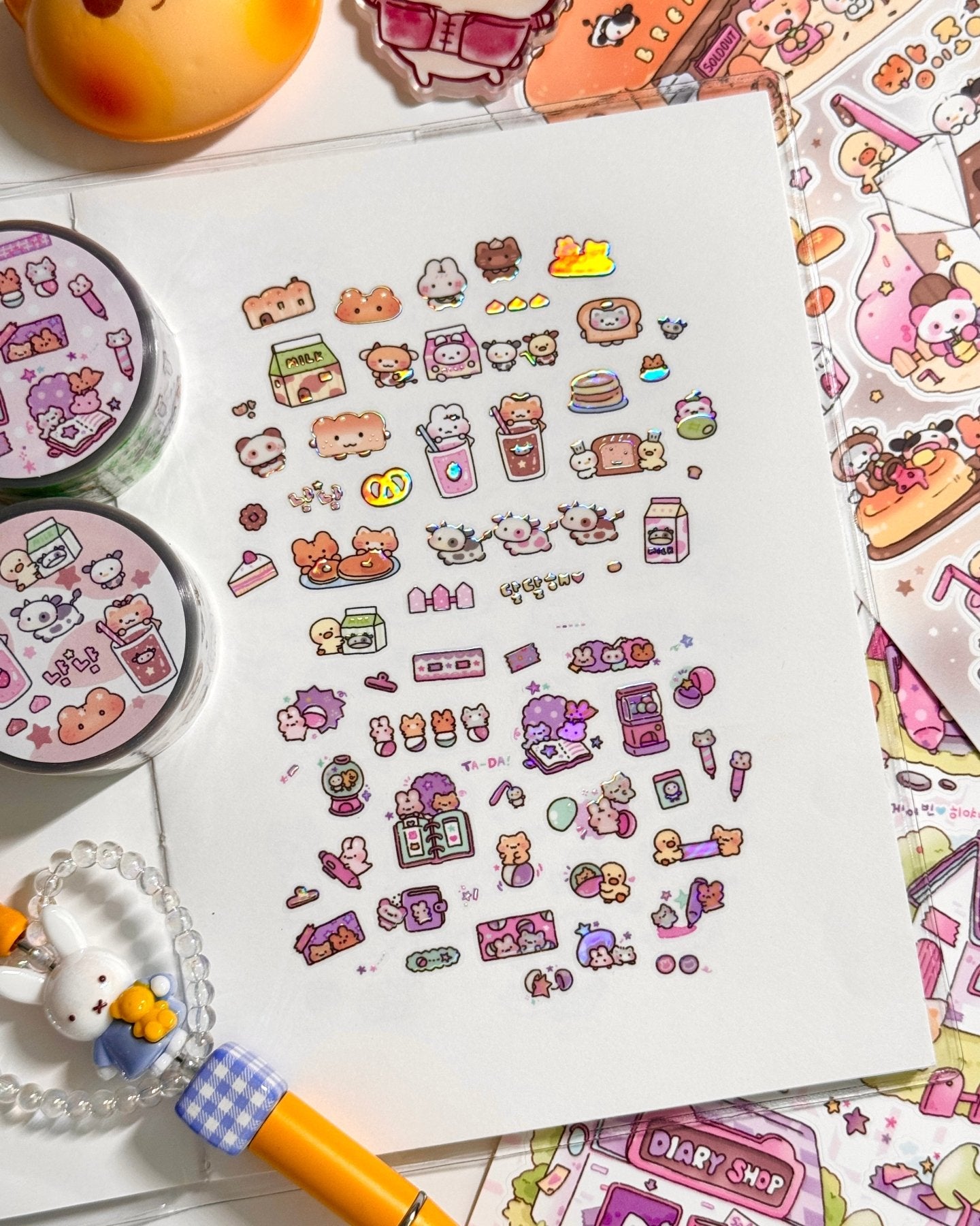 [MB30] NEW Maybean x Heeyane Collaboration Sticker Pack & Tape Set (options) - Maybean_MB30S2 - Kisscut Set_korean_sticker_stationery