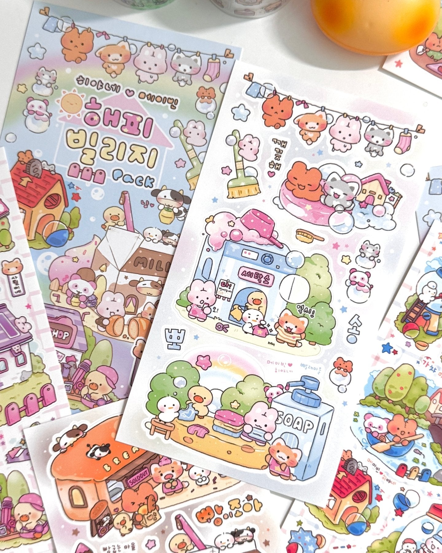 [MB30] NEW Maybean x Heeyane Collaboration Sticker Pack & Tape Set (options) - Maybean_MB30S1 - Sticker Pack_korean_sticker_stationery