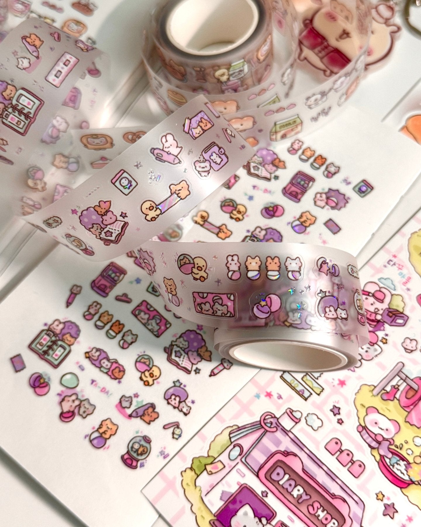 [MB30] NEW Maybean x Heeyane Collaboration Sticker Pack & Tape Set (options) - Maybean_MB30S2 - Kisscut Set_korean_sticker_stationery
