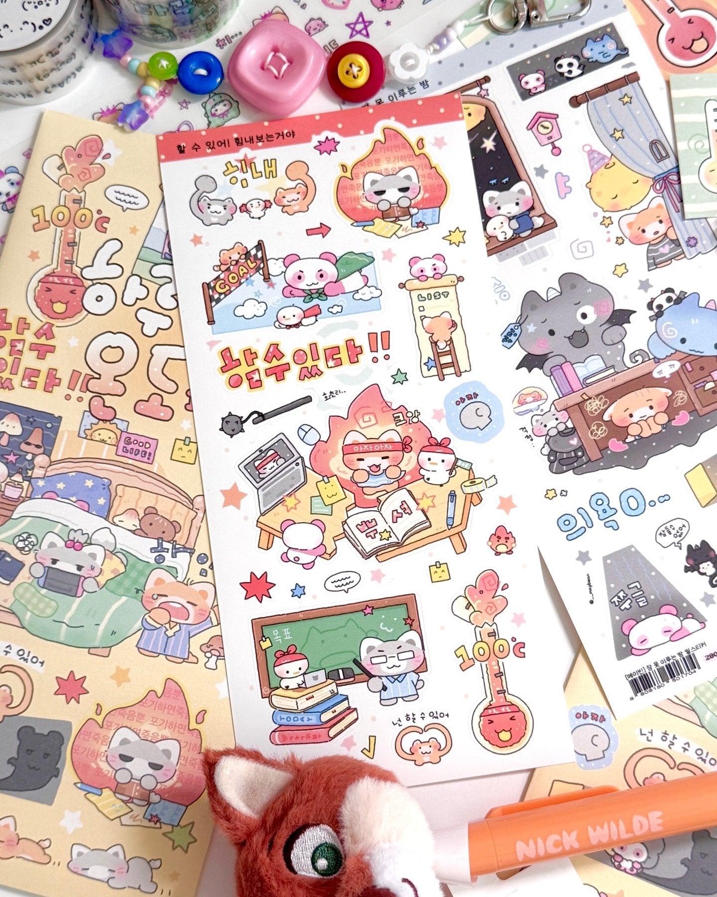 [MB32] NEW Maybean 'Today's Temperature' Sticker Sheet Pack (Single/Pack) - Maybean_MB32S3 - I Can Do This! (Red)_korean_sticker_stationery