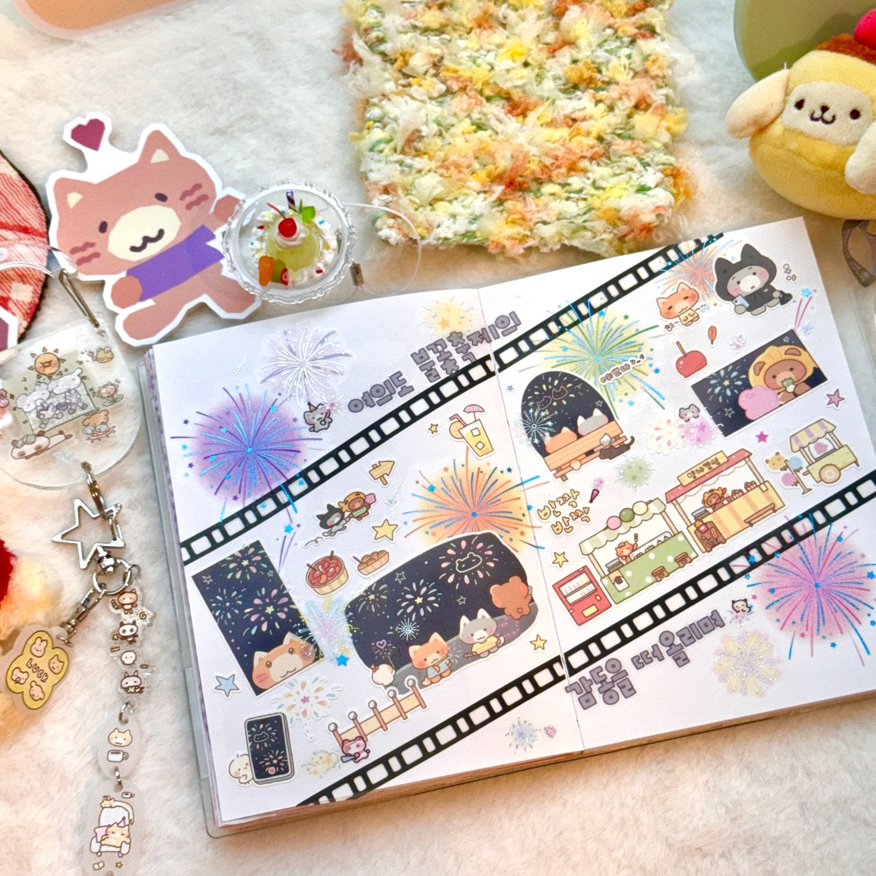 [MB33] NEW Maybean 'Refreshing Pieces' Sticker Pack (Singles/Pack) -Maybean_MB33S3 - Fireworks (Gray)_korean_sticker_stationery