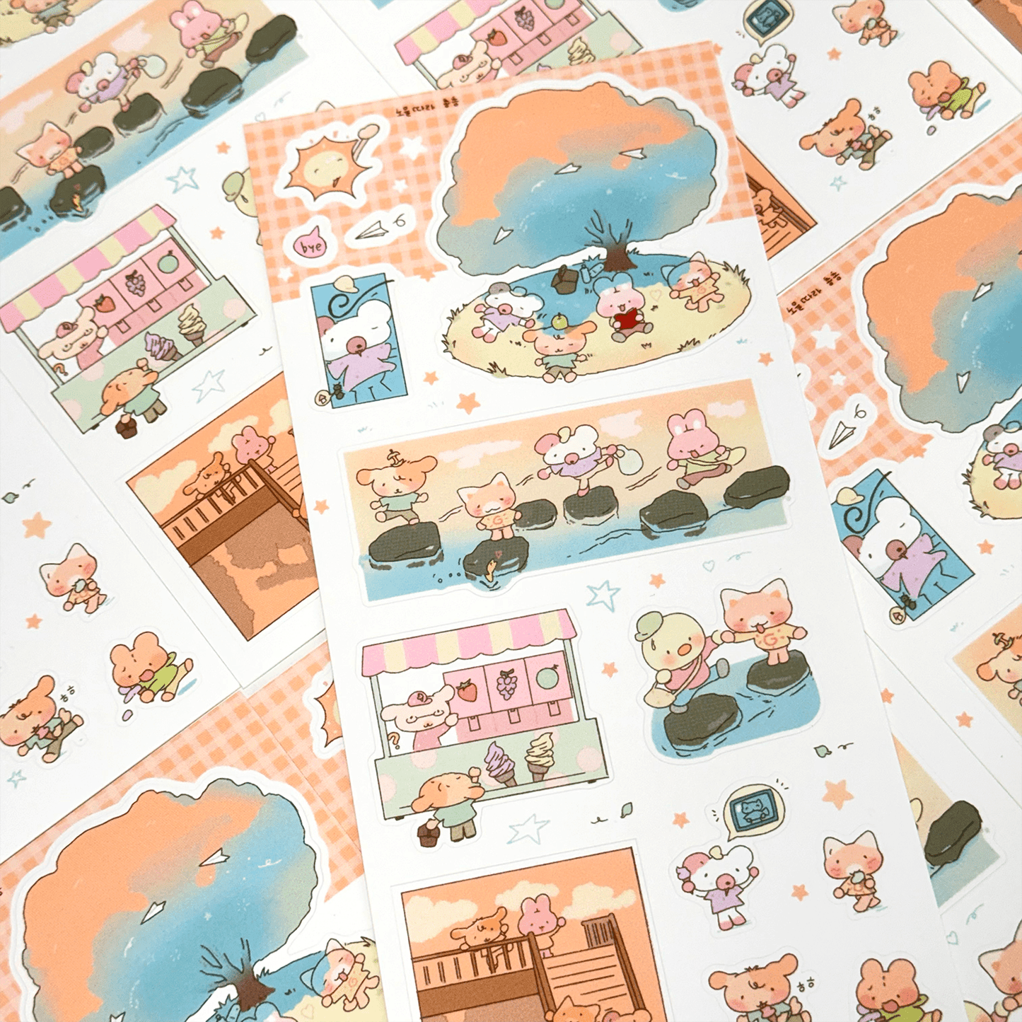 [MB34] NEW Maybean x DingulDaengul x Mangledoor x Heeyane Collaboration 'Sunshine-Filled' Sticker Pack -Maybean__korean_sticker_stationery