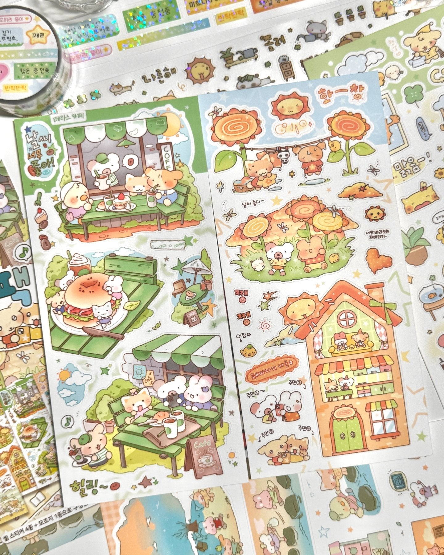 [MB34] NEW Maybean x DingulDaengul x Mangledoor x Heeyane Collaboration 'Sunshine-Filled' Sticker Pack -Maybean__korean_sticker_stationery