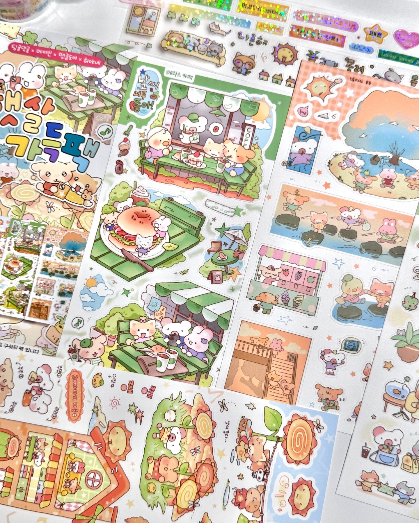 [MB34] NEW Maybean x DingulDaengul x Mangledoor x Heeyane Collaboration 'Sunshine-Filled' Sticker Pack -Maybean__korean_sticker_stationery