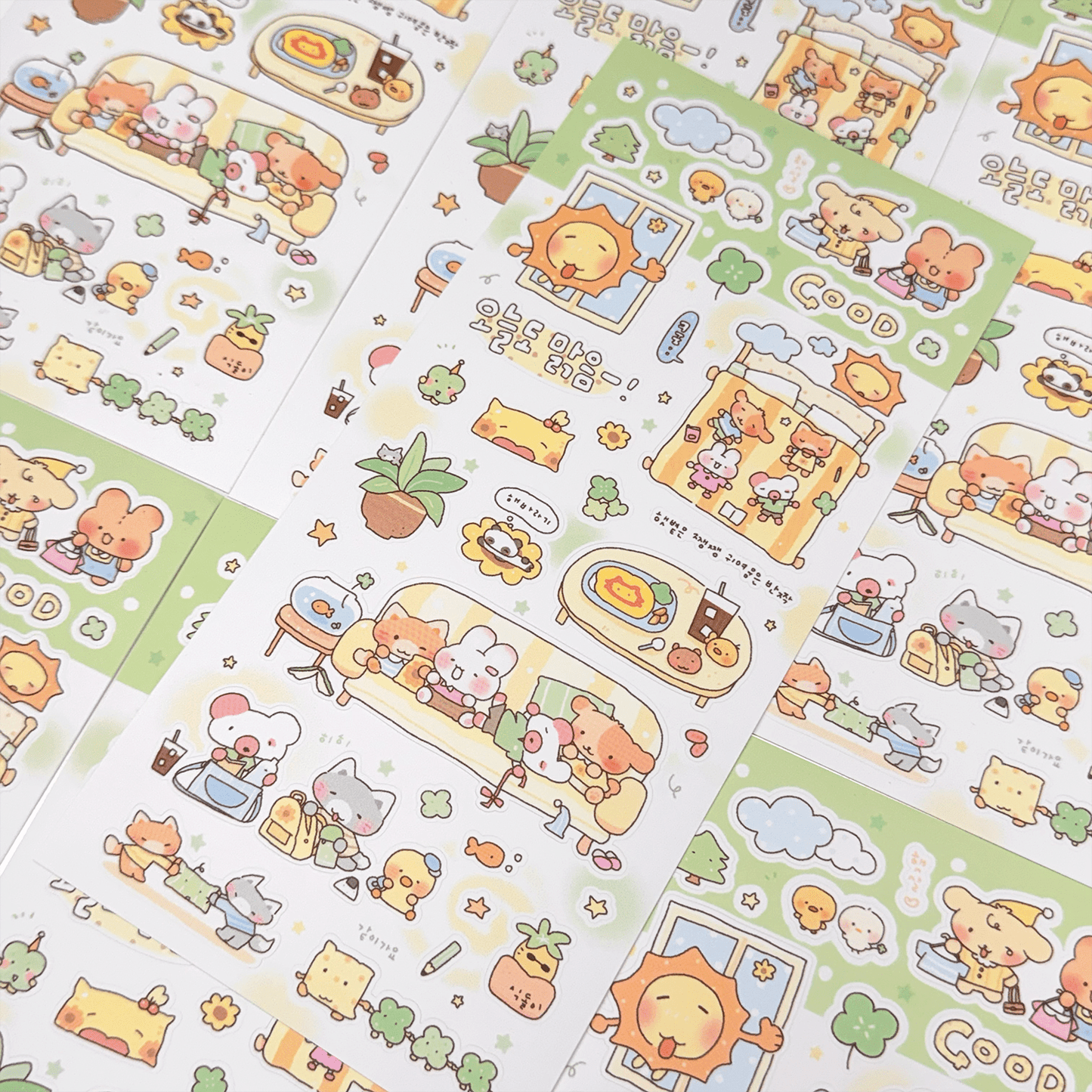 [MB34] NEW Maybean x DingulDaengul x Mangledoor x Heeyane Collaboration 'Sunshine-Filled' Sticker Pack -Maybean__korean_sticker_stationery