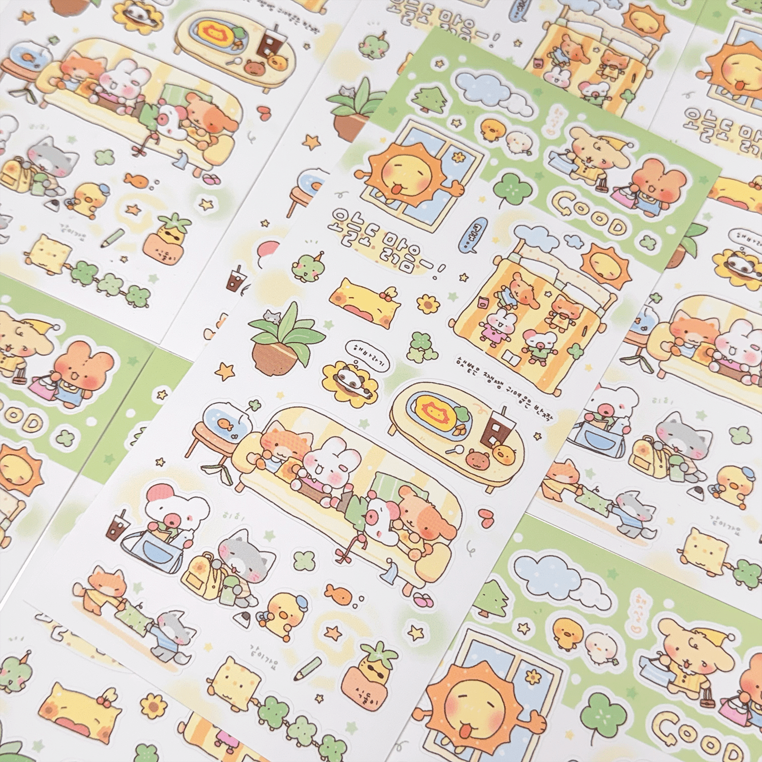[MB34] NEW Maybean x DingulDaengul x Mangledoor x Heeyane Collaboration 'Sunshine-Filled' Sticker Pack -Maybean__korean_sticker_stationery