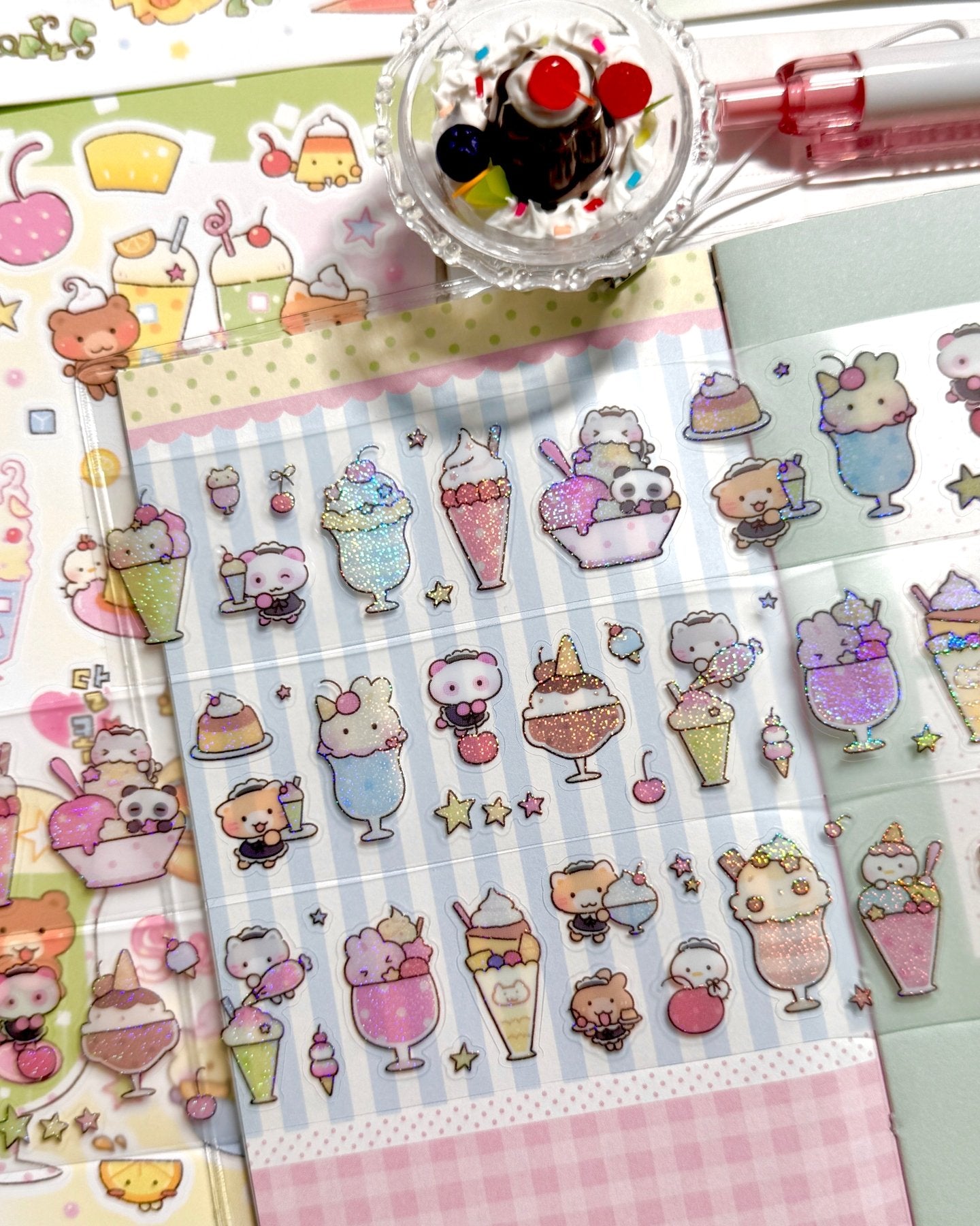 [MB35] NEW Maybean '3D Foil Kiss-Cut Masking Tape' (options) -Maybean_MB35S1 - Soda Parfait_korean_sticker_stationery