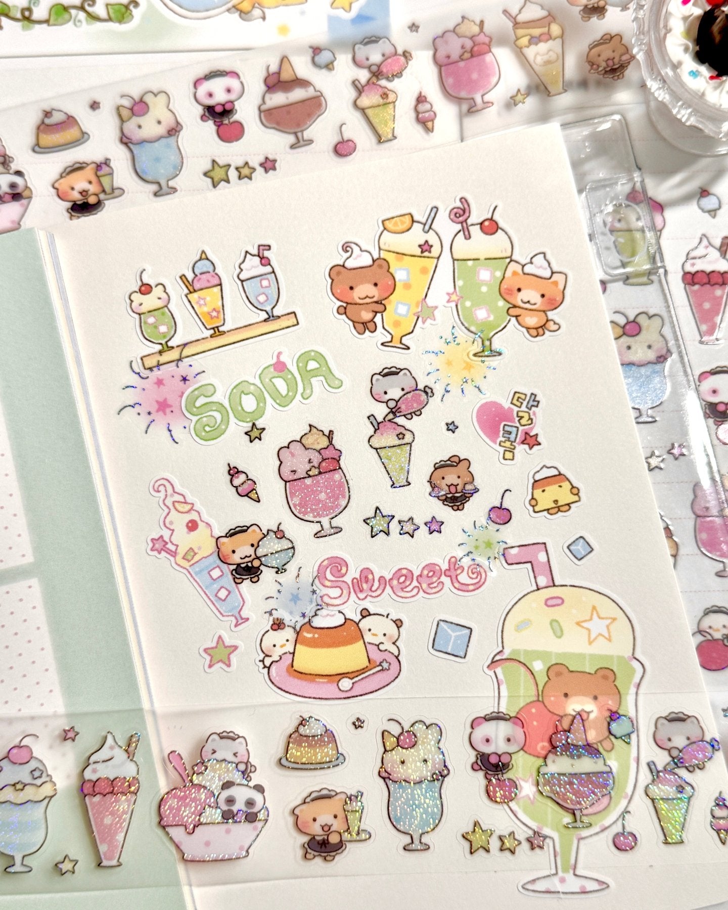 [MB35] NEW Maybean '3D Foil Kiss-Cut Masking Tape' (options) -Maybean_MB35S1 - Soda Parfait_korean_sticker_stationery