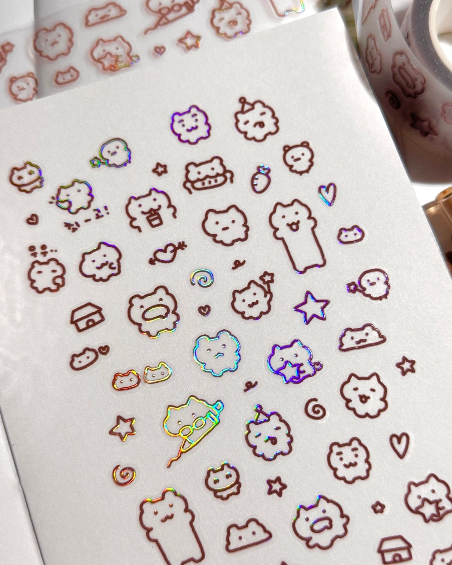 [MB35] NEW Maybean '3D Foil Kiss-Cut Masking Tape' (options) -Maybean_MB35S2 - Choco Pen Doodles_korean_sticker_stationery