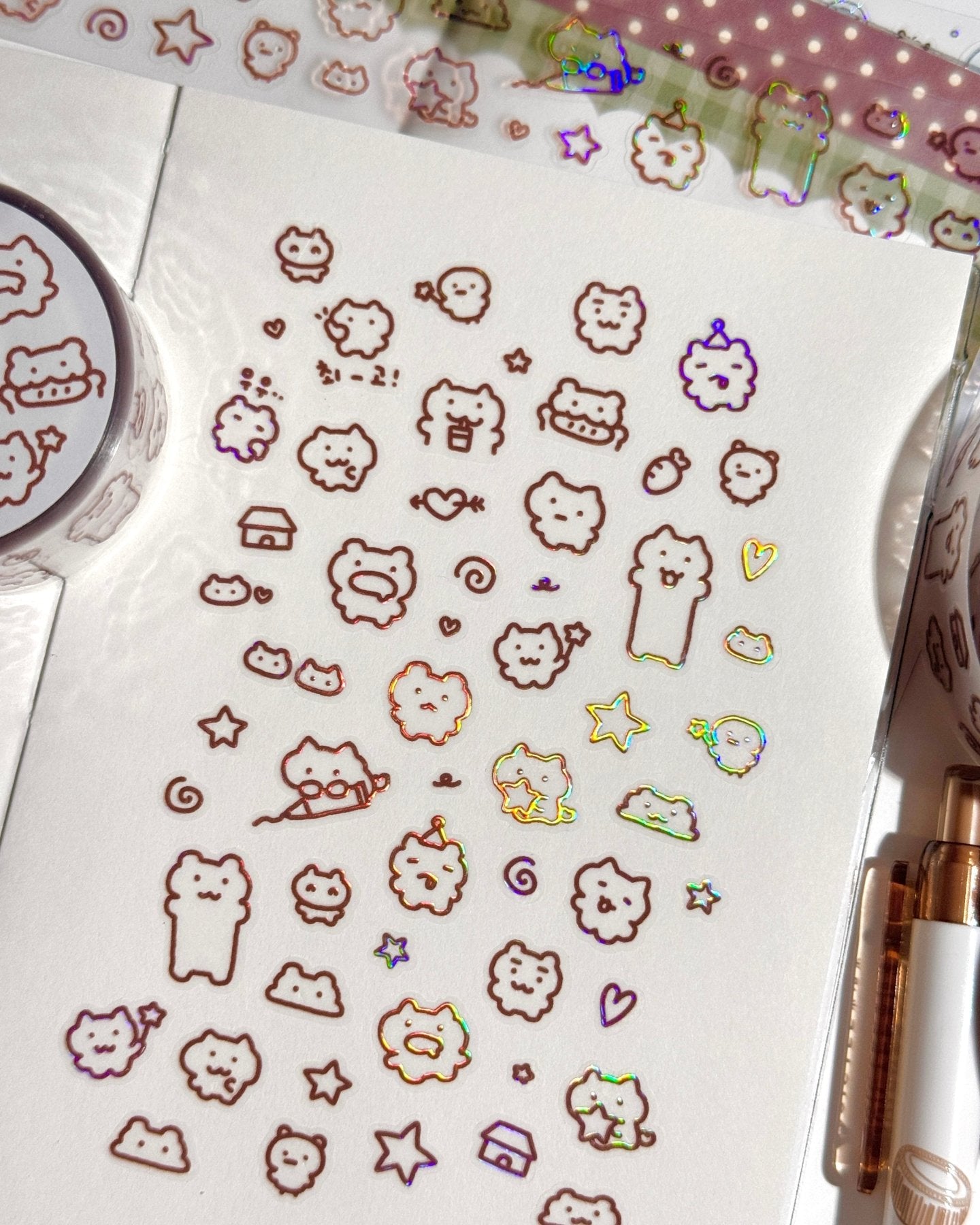 [MB35] NEW Maybean '3D Foil Kiss-Cut Masking Tape' (options) -Maybean_MB35S1 - Soda Parfait_korean_sticker_stationery