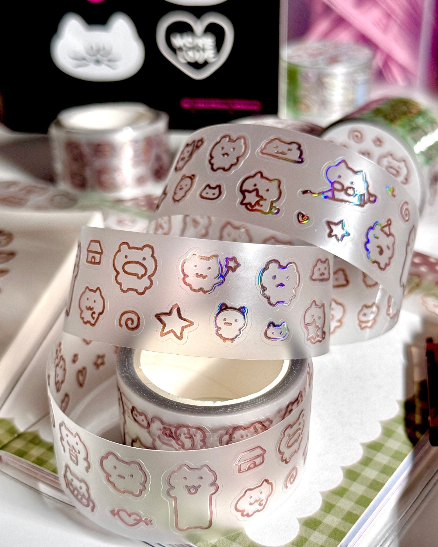 [MB35] NEW Maybean '3D Foil Kiss-Cut Masking Tape' (options) -Maybean_MB35S2 - Choco Pen Doodles_korean_sticker_stationery
