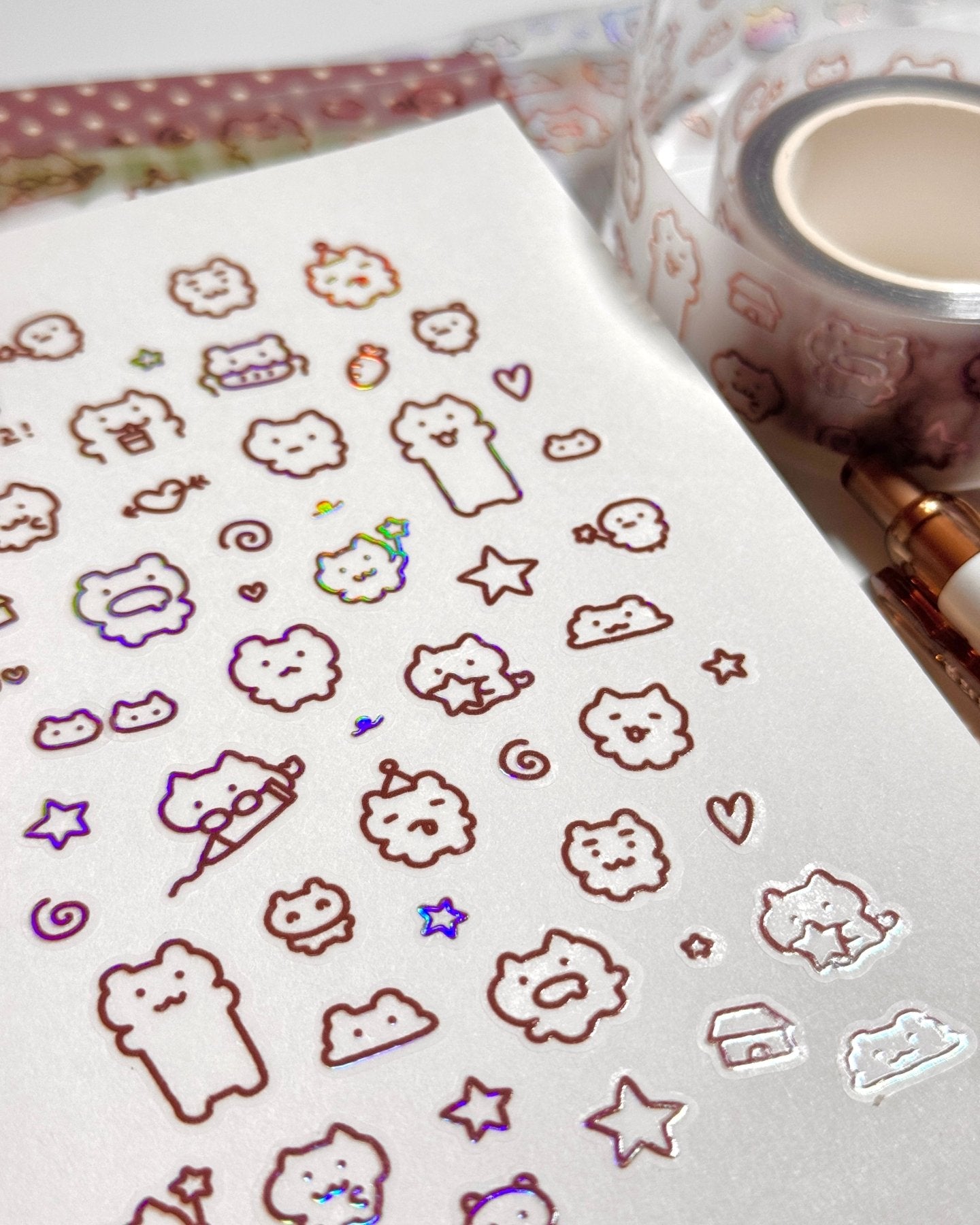 [MB35] NEW Maybean '3D Foil Kiss-Cut Masking Tape' (options) -Maybean_MB35S1 - Soda Parfait_korean_sticker_stationery