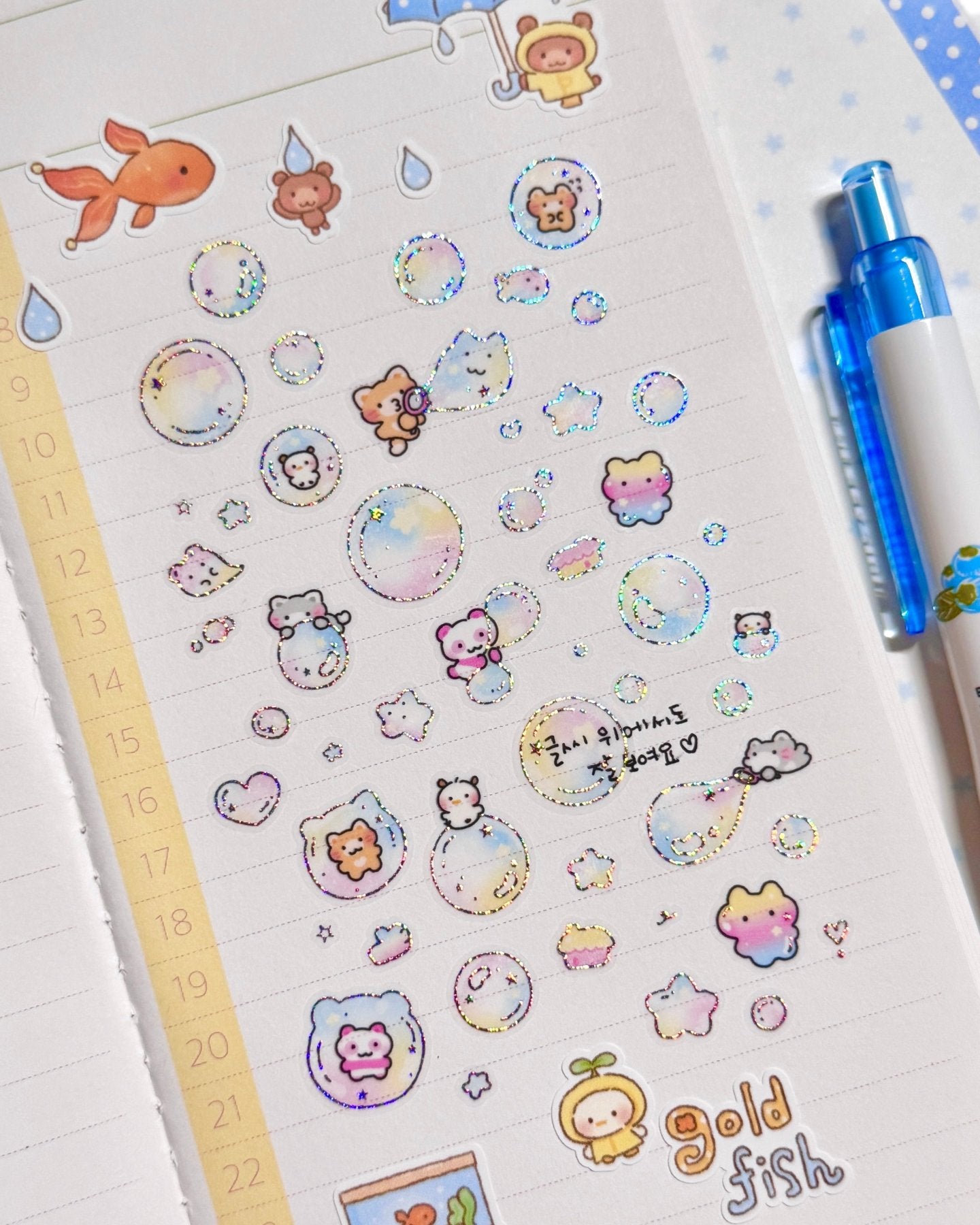 [MB35] NEW Maybean '3D Foil Kiss-Cut Masking Tape' (options) -Maybean_MB35S2 - Choco Pen Doodles_korean_sticker_stationery