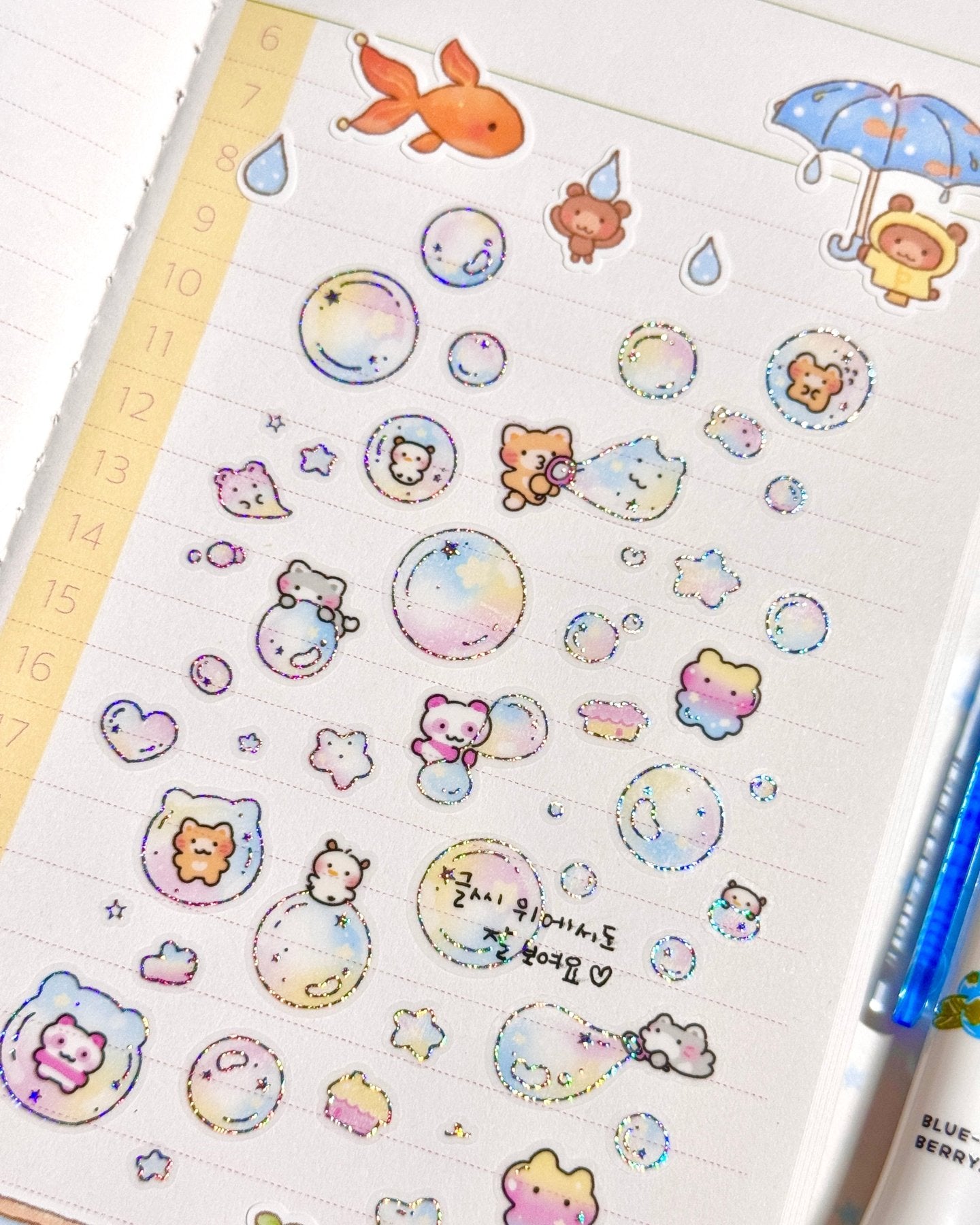 [MB35] NEW Maybean '3D Foil Kiss-Cut Masking Tape' (options) -Maybean_MB35S3 - Bubble Bubble_korean_sticker_stationery